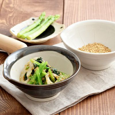 小さいすり鉢とすりこぎの和食器食器セット。ゴマすり・離乳食に使い 
