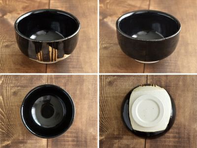 天目の釉薬が十草模様に描かれた抹茶碗。人気の器でお抹茶を