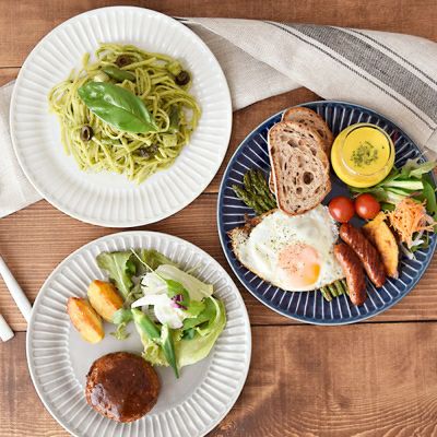 人気のしのぎシリーズの大皿。おしゃれな楕円皿。パスタ皿やワンプレート料理で活躍します。