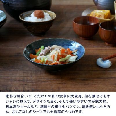 和食が映える渋みカラーの和食器 浅鉢 17cm イラボ 和食器