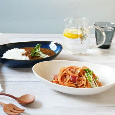 おうちカフェが楽しめる、シンプル楕円皿 オーバルカレー皿 24cm 軽量食器 ie cafe