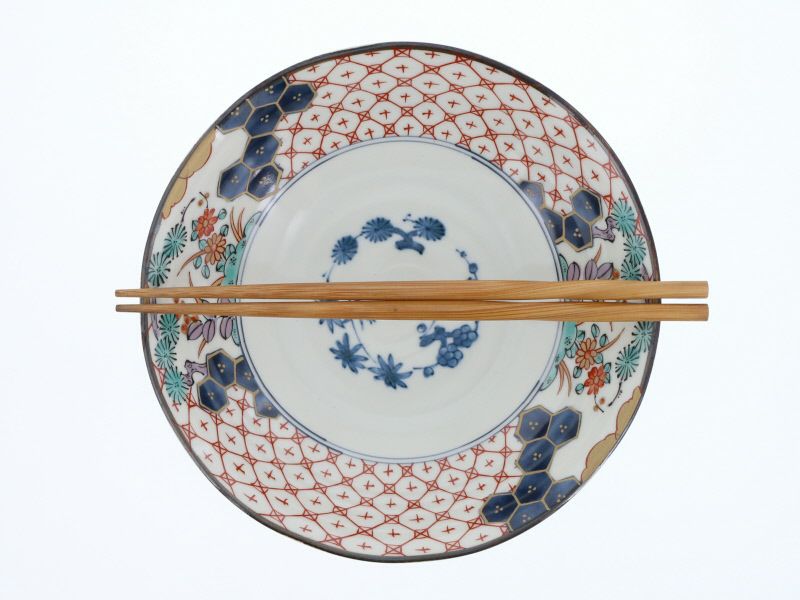 古伊万里 染付 中皿 5枚 [B33922] 高さ2.5cm 直径18cm 6寸皿
