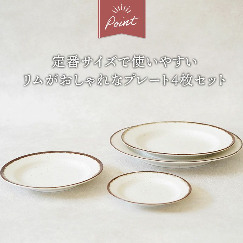 リムがおしゃれなプレート4枚セット