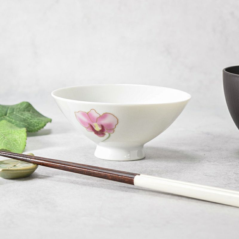 レトロ茶碗 12cm 金彩胡蝶蘭 ピンク アウトレット