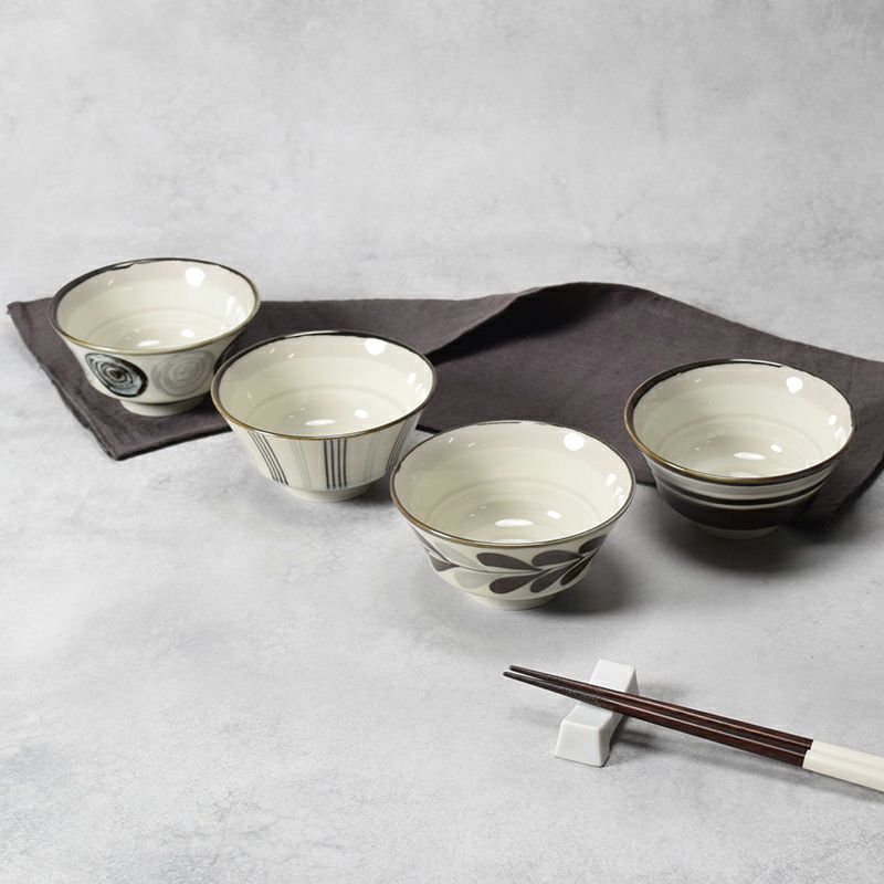 お茶碗小 11.2cm モノクロ