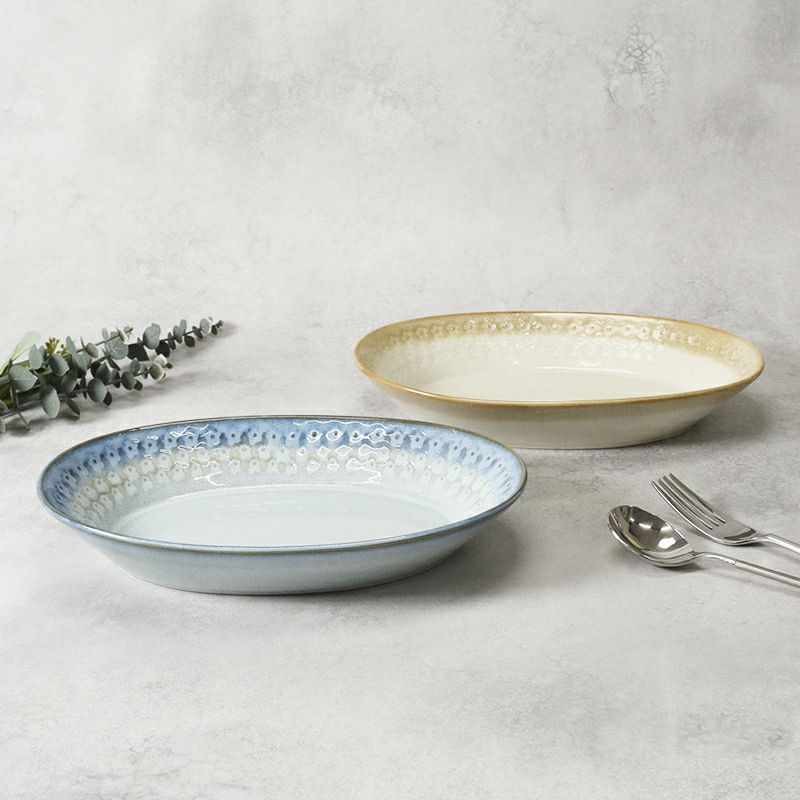 楕円鉢 スモークリース 印花型