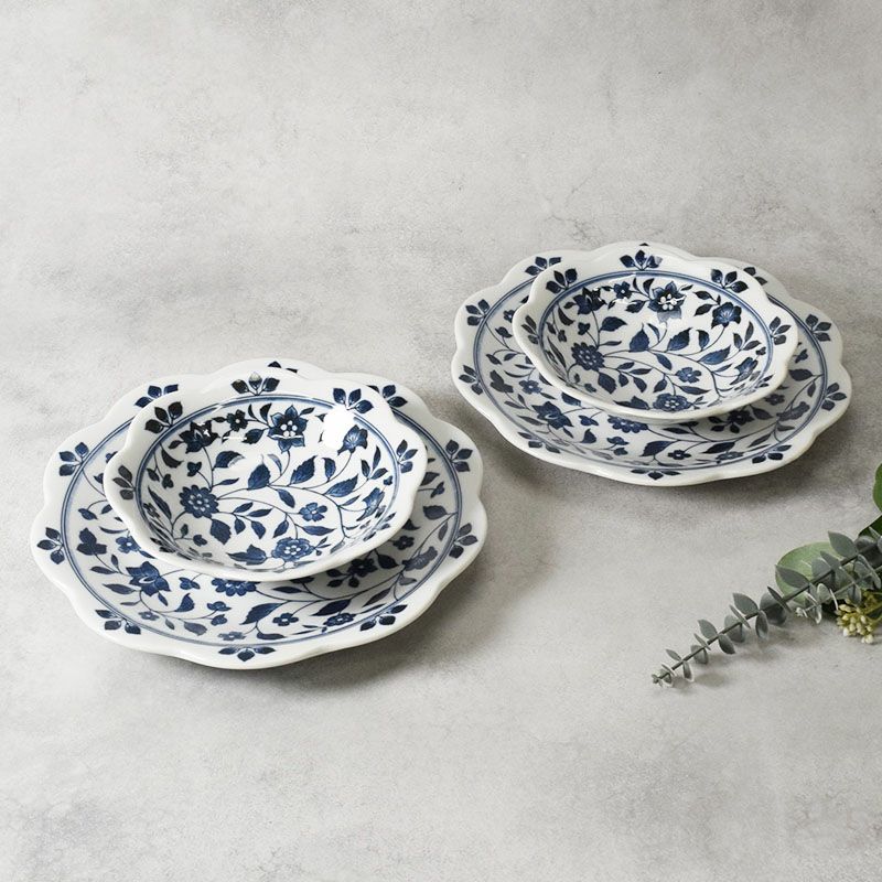 上品な花模様が映える大皿＆浅鉢セット